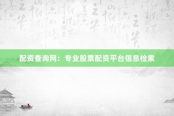配资查询网：专业股票配资平台信息检索